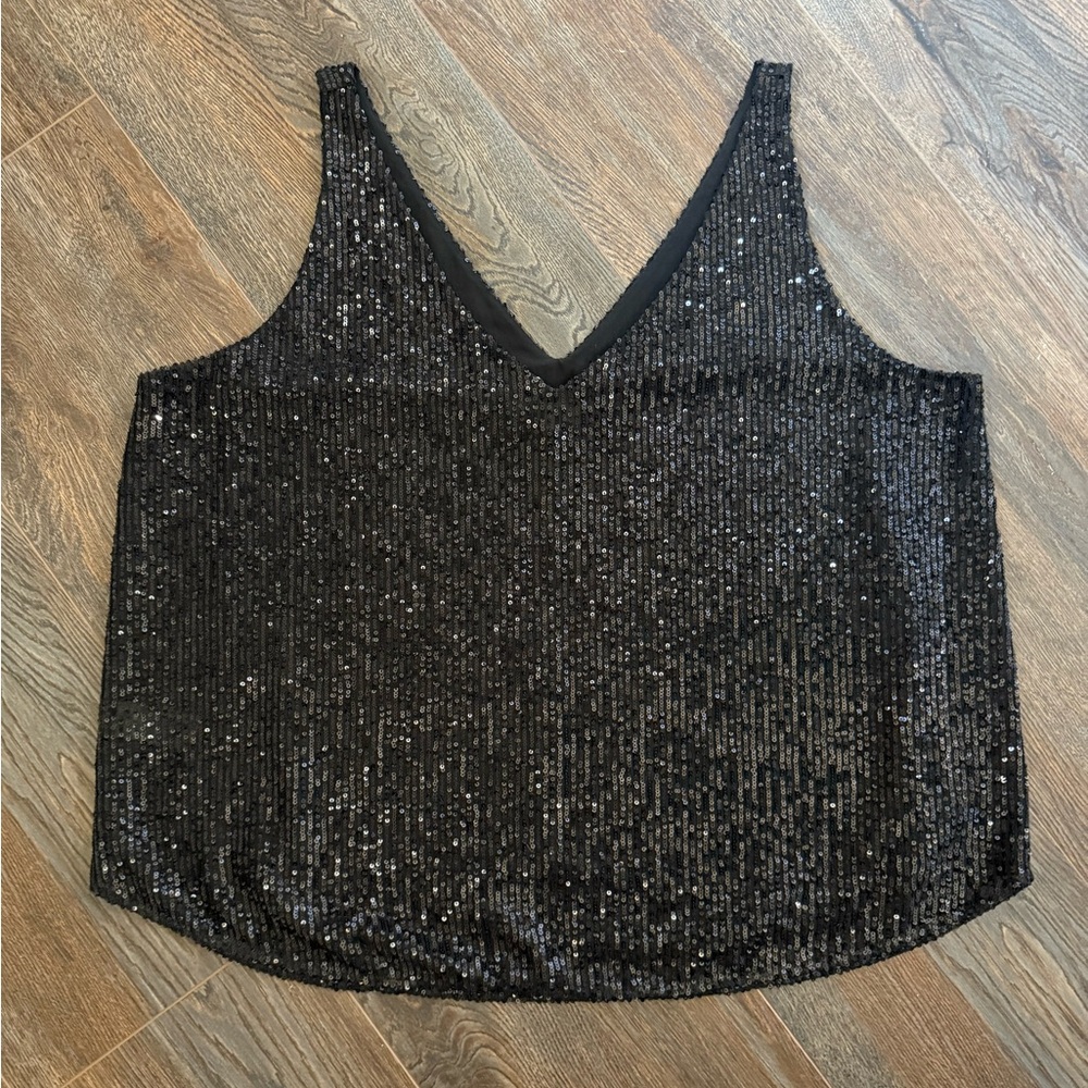 LOFT black sequin tank top